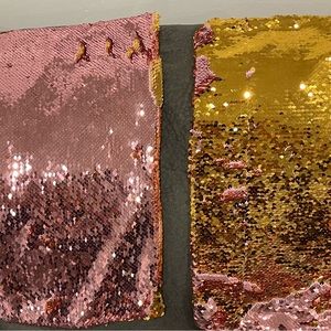 2 sequin pillow covers - gold & pink